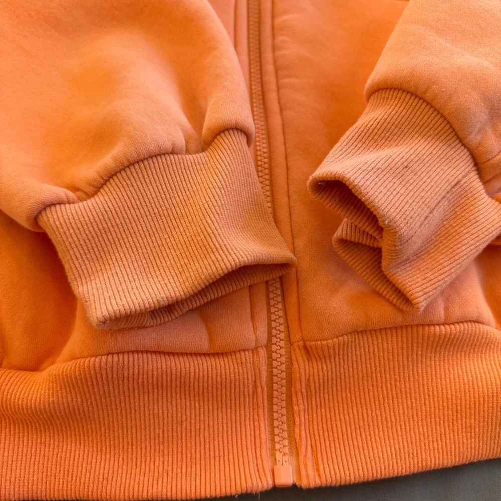 Comfrt Zip‎ Up Hoodie Unisex Medium Orange Streetwear Utility Fleece Jacket